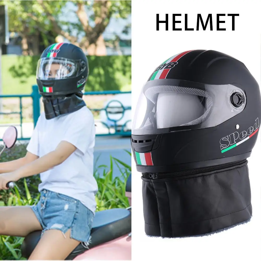 

Motorcycle Full-face Helmet With Removable Warm Collar HD Wear-resistant Anti-fog Lens Clear Visor PP Material Fit For Adult