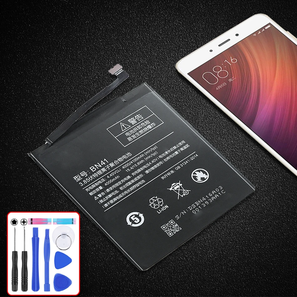 Аккумулятор BN41 для Xiaomi Redmi Note 4 MTK Helio X20/для Redmi Note 4x Pro 4G+ 64G 4100mAh запасная батарея