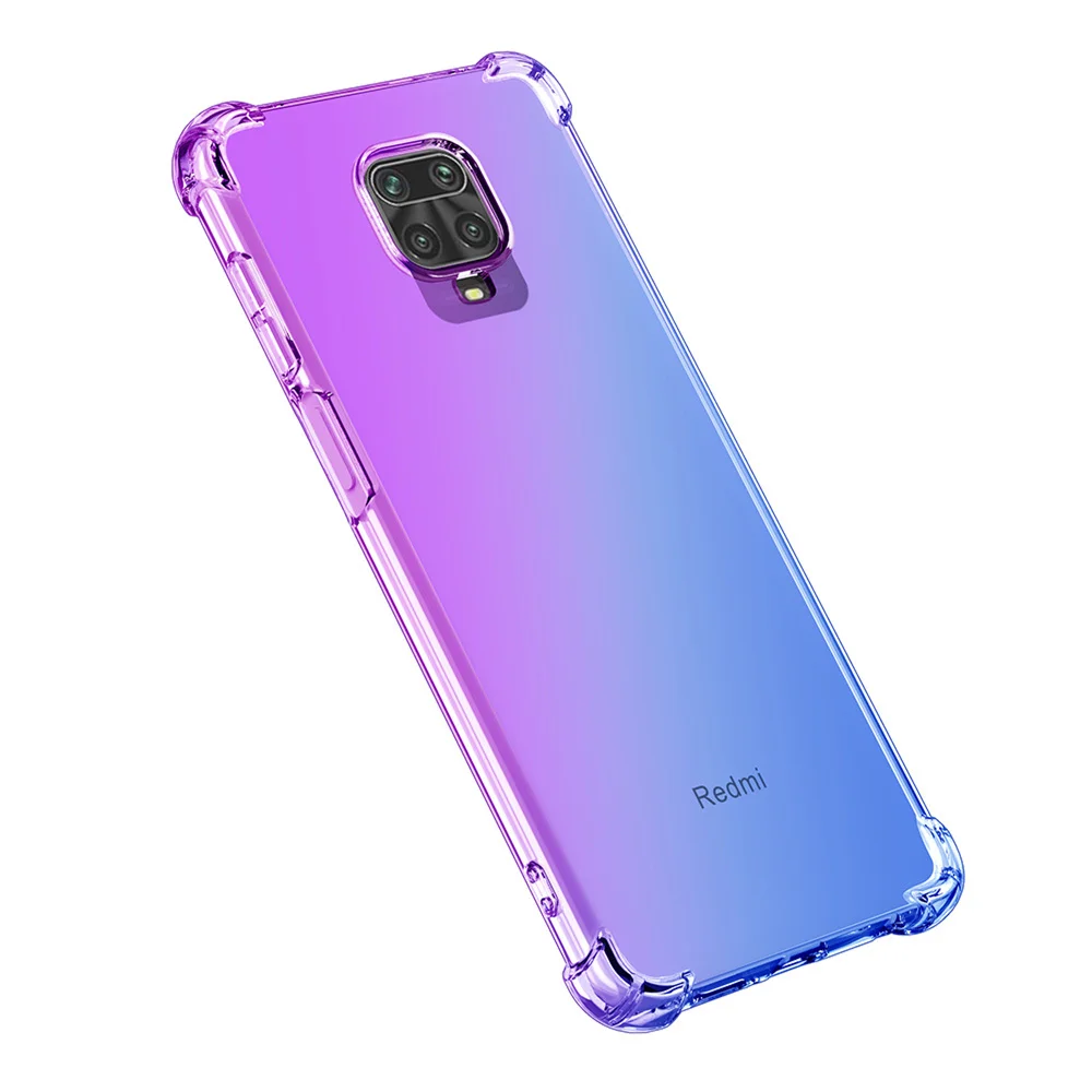 Redmi Note 9s 9 Pro чехол Люкс градиентными цветами прозрачный противоударный защитный