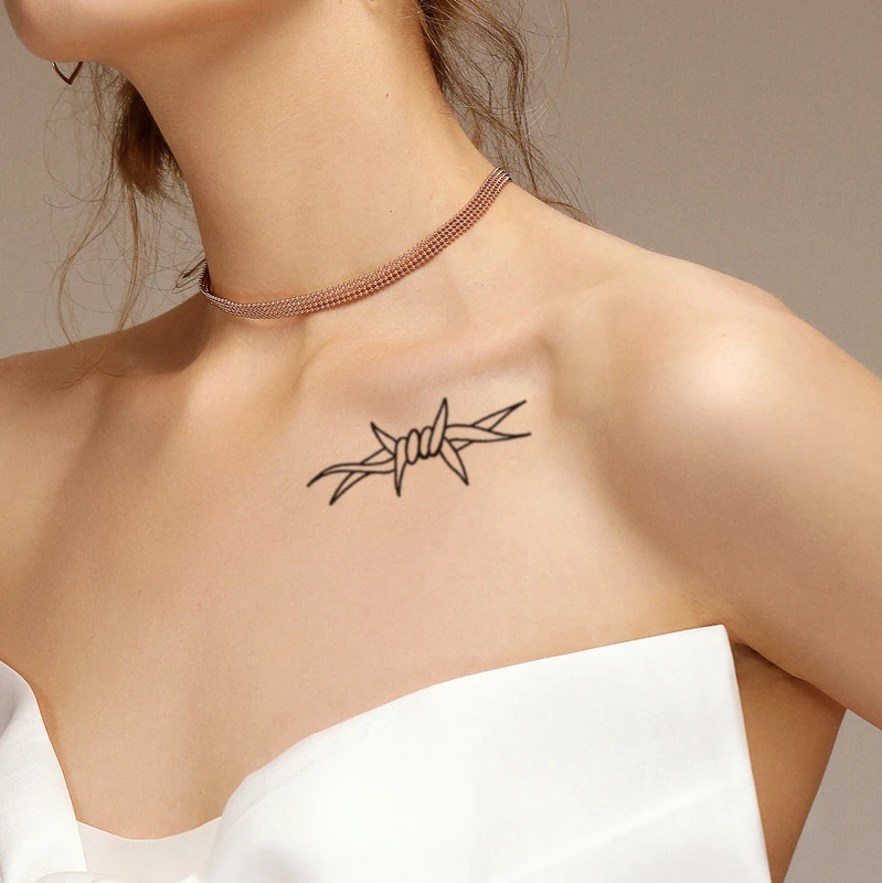 

Waterproof Temporary Tattoo Sticker Black Wire Knot Design Fake Tattoos Flash Tatoo Arm Hand Chest Neck Body Art for Women Men