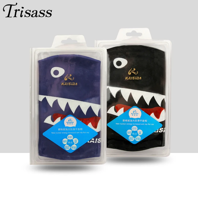 Trisass для мужчин и женщин водонепроницаемая шапка плавания Акула размера плюс