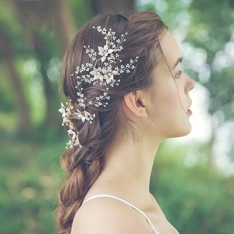 Свадебные украшения для волос в форме цветка головной убор повязка на голову с