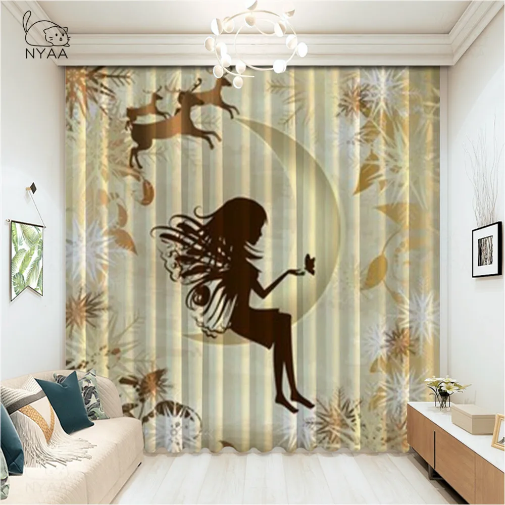 

Girl On A Bicycle In A Romantic Curtain Europe Curtains In The Living Room Blackout Room Curtains American Style Micro Shading