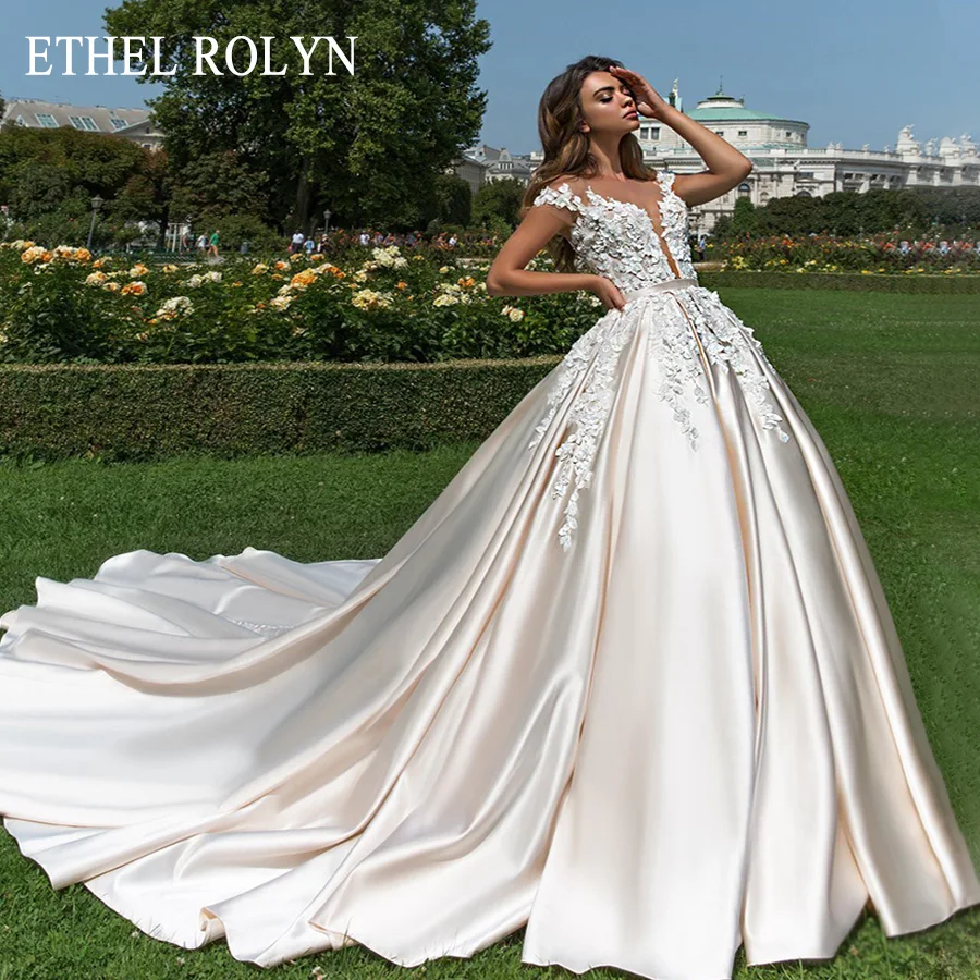 Этель ROLYNPrincess свадебное платье 2021 V-образным вырезом 3D цветы с открытыми плечами