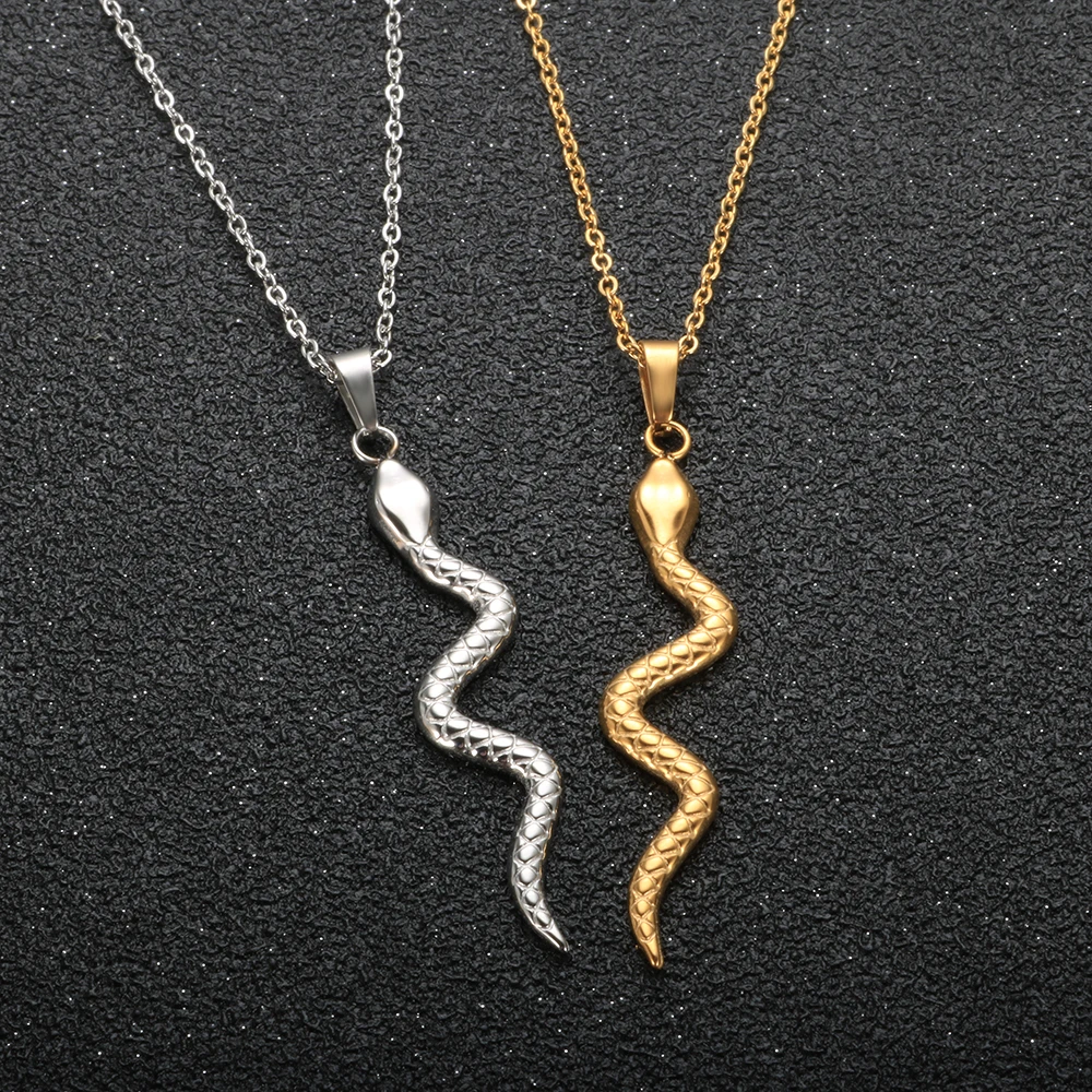 

Fashion Curved Snake Shape Pendant Chain Link Necklace Luxury Stainless Steel Elegant Female Jewelry Gifts For Women Men Bijoux