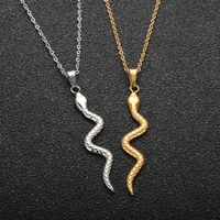 fashion curved snake shape pendant chain link necklace luxury stainless steel elegant female jewelry gifts for women men bijoux