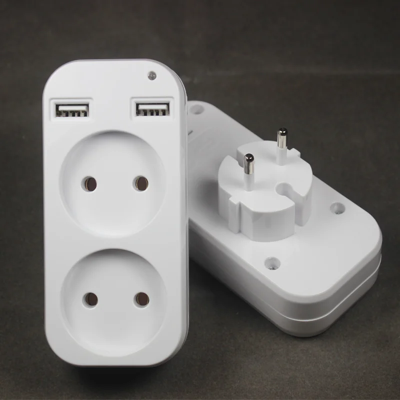 

New USB Socket plug adaper with double socket Power Strip 2 EU Plug ,5V 2A Wall Multiple Socket Portable 2 USB Port smart home