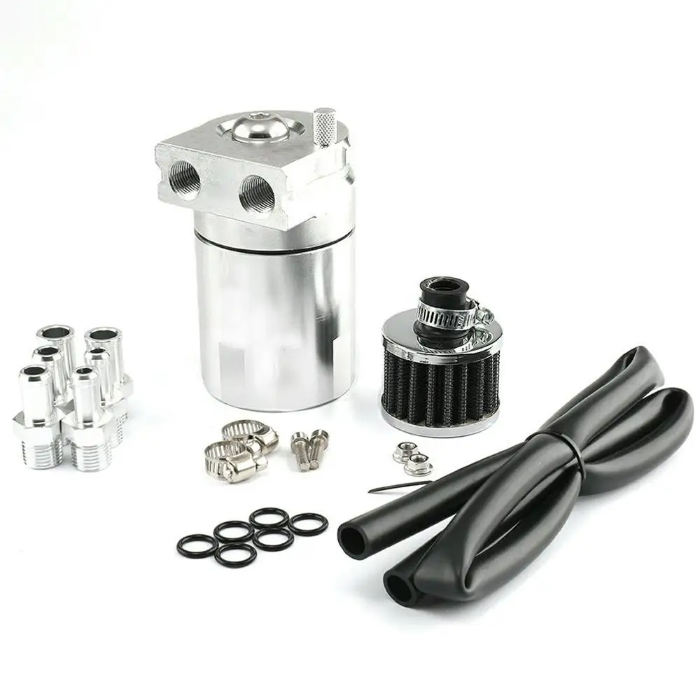 

Oil Catch Can Kit Reservoir Tank Engine Polish Baffled Universal Aluminum Oil Pot Update Accessories