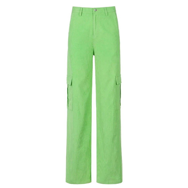 

Rockmore Wide Leg Trousers Women Plus Size High Waisted Straight Pants Pockets Cargo Pants Casual Green Harajuku Korean Joggers