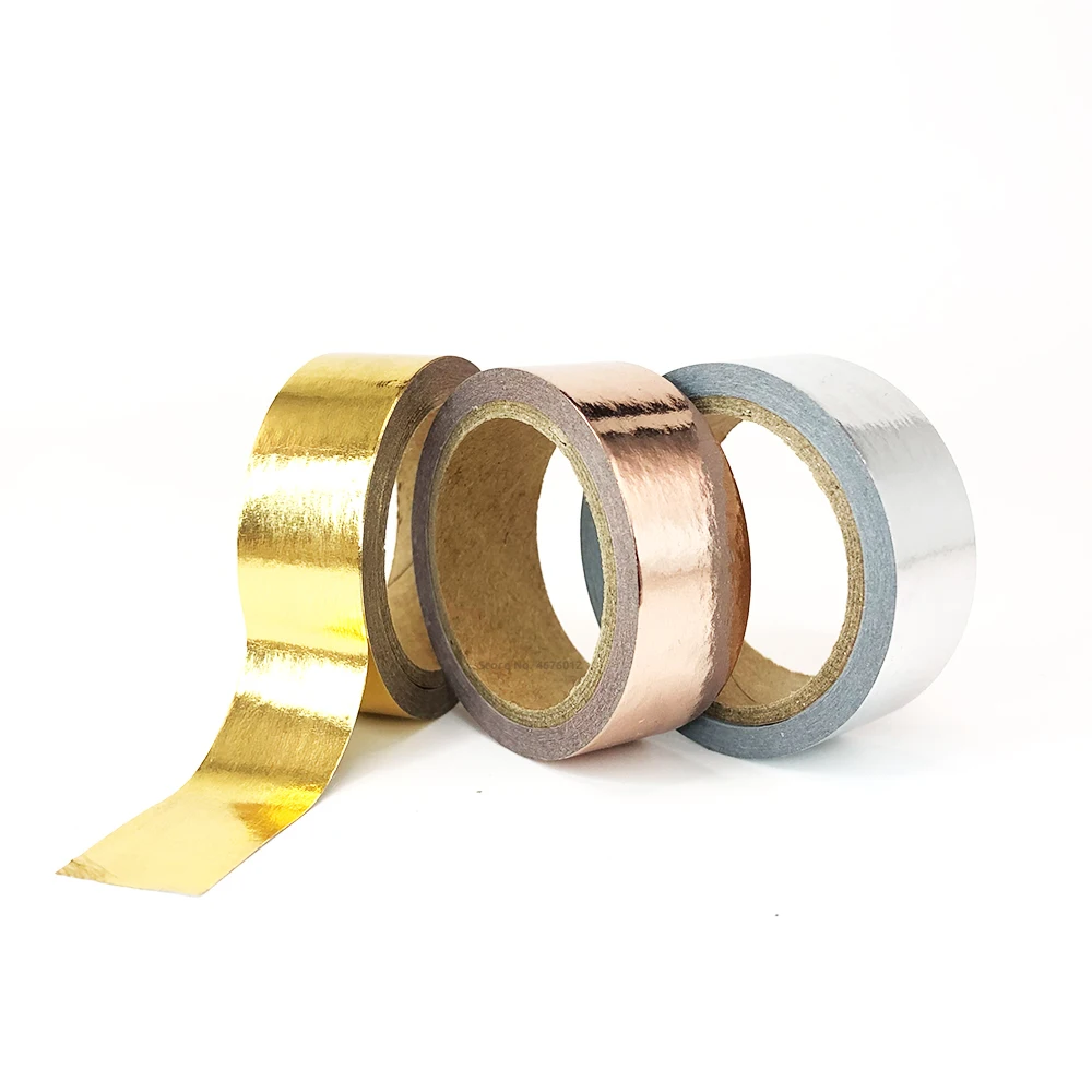 Маскировочная лента серебристая розовая золотистая однотонная 15 мм х 5 м |