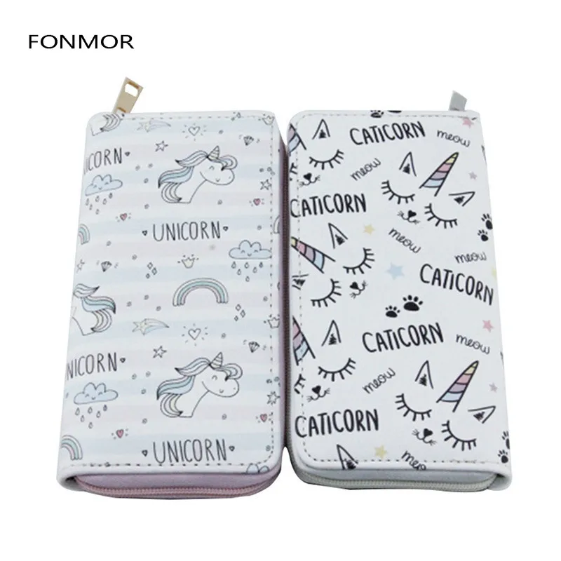Новое поступление Женский Длинный кошелек с рисунком единорога Длинные кошельки
