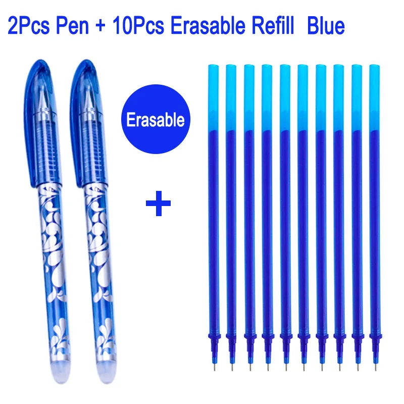 10blue ink 2pen 32 шт./компл. гелевая ручка стержень со стираемыми чернилами, стираемая ручка с заправляемым стержнем 0,5 мм синий/красный/черные чернила, офисные школьные канцелярские принадлежности инструмент подарок - Цвет: 10blue ink 2pen
