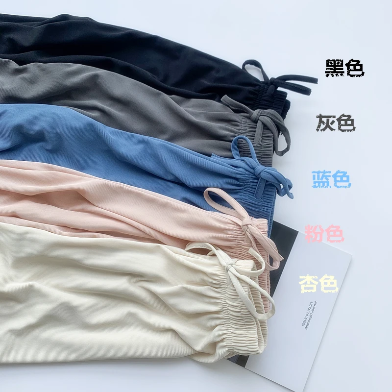 

Real Shot High Waist Ice Silk Wide-Leg Pants Women's Summer Loose Drooping Straight Draping Mop Trousers
