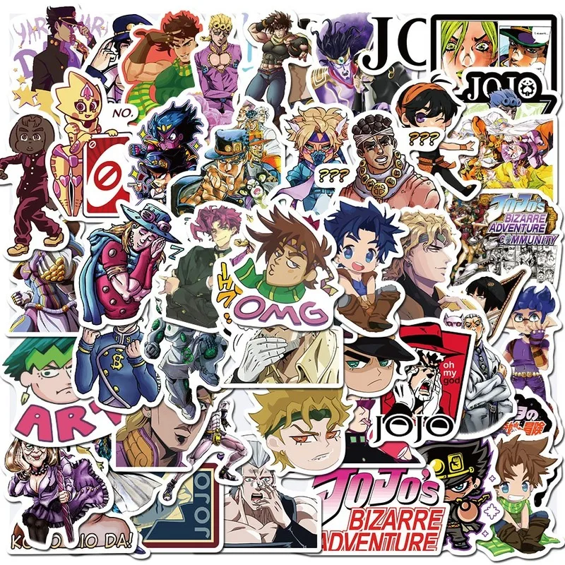 

10/50pcs/Pack JoJos Bizarre Adventure Anime Stickers Guitar Laptop Skateboard Luggage Waterproof PVC Graffiti Sticker Kid Toy