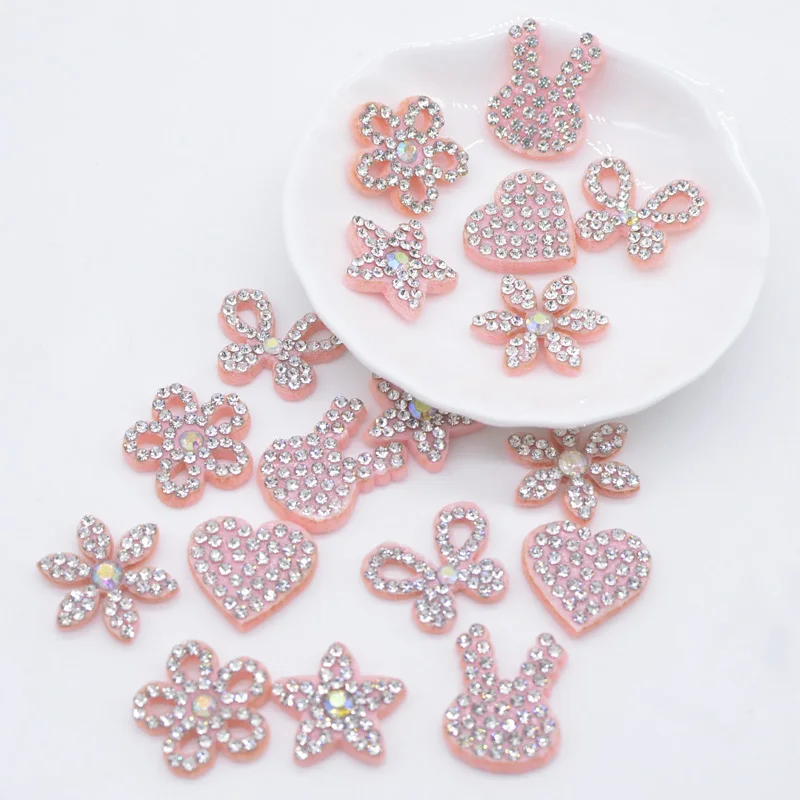 60 шт. стразы с подкладкой в виде звезд сердца бабочки цветов кролика аппликация