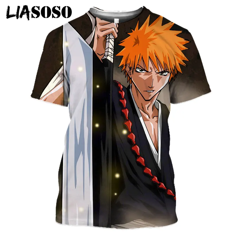 

LIASOSO 3D Print Unisex Anime Bleach Grimmjow Kurosaki Fashion Summer Cosplay Cool T-shirt Hispter Casual T Shirts Hip Pop Tops