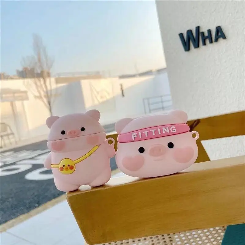 Наушники Airpods Pro с силиконовым защитным рукавом беспроводная гарнитура Kawaii Pink Pig