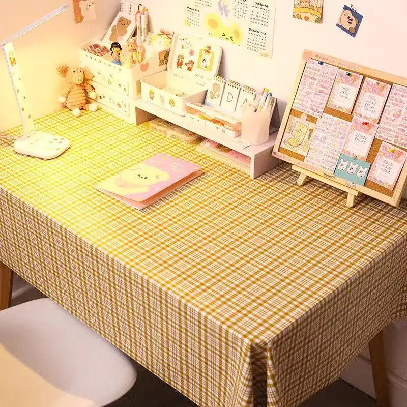 

Table Cover Waterproof Oilproof Student Desk Girls Kids Outdoor Party Plaid Pattern Tablecloth