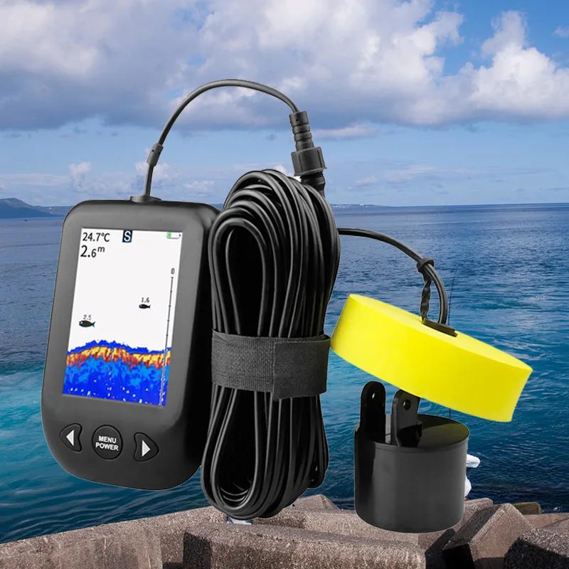 XF02-C Portable Fish 0.6-100M Finder Depth Sonar Sounder Alarm 9m Cable Waterproof Fishfinder Fishing Echo For | Спорт и развлечения