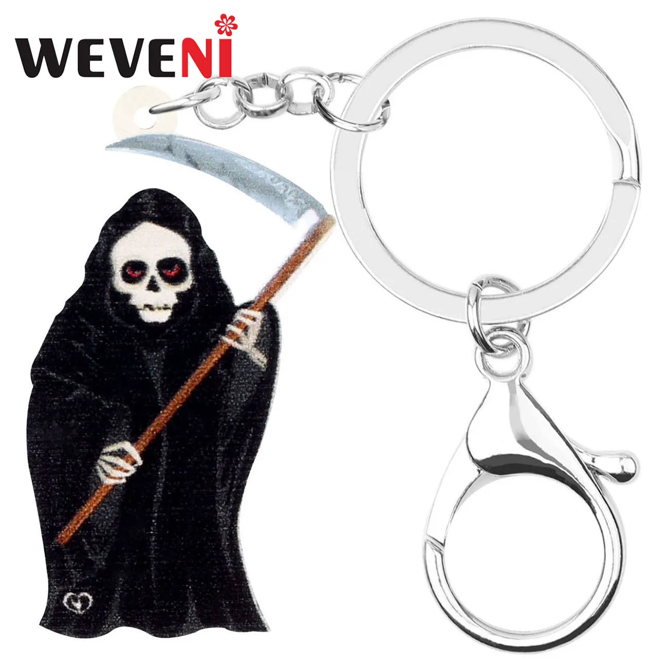 WEVENI черная акриловая цепочка для ключей женщин и детей на Хэллоуин длинная