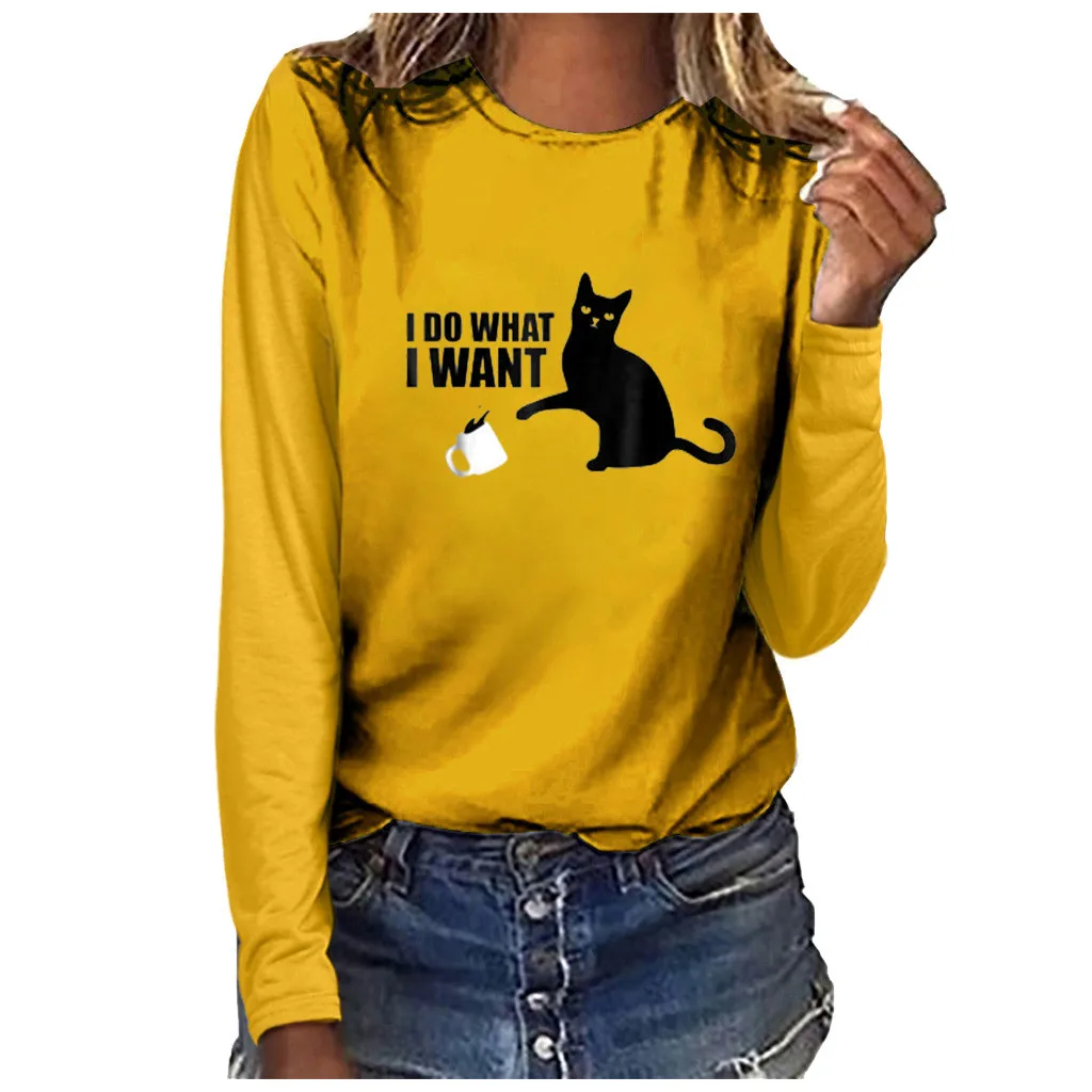 Женская мода размера плюс принт круглый вырез с длинным рукавом кофты Harajuku Хип