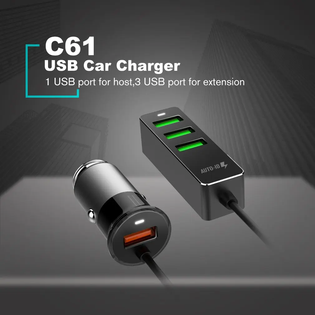 4 порта USB Автомобильное зарядное устройство QC3.0 быстрое Универсальный быстрый