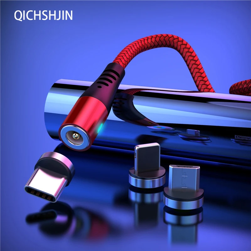 QICHSHJIN Магнитный кабель быстрой зарядки с разъемом Micro USB Type C для передачи данных