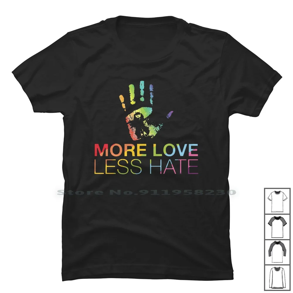 Футболка ЛГБТ с надписью More Love Less Hate 100% хлопок иллюстрация Хэллоуин | Мужская