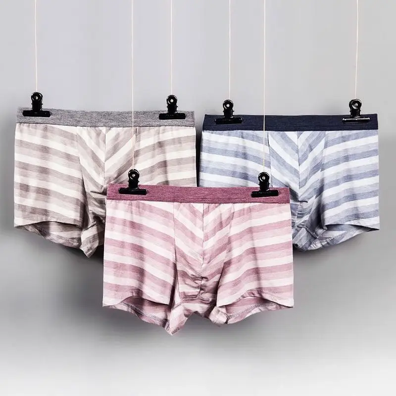 Мужские боксерские Модальные трусы в полоску цветные мужские атласное белье