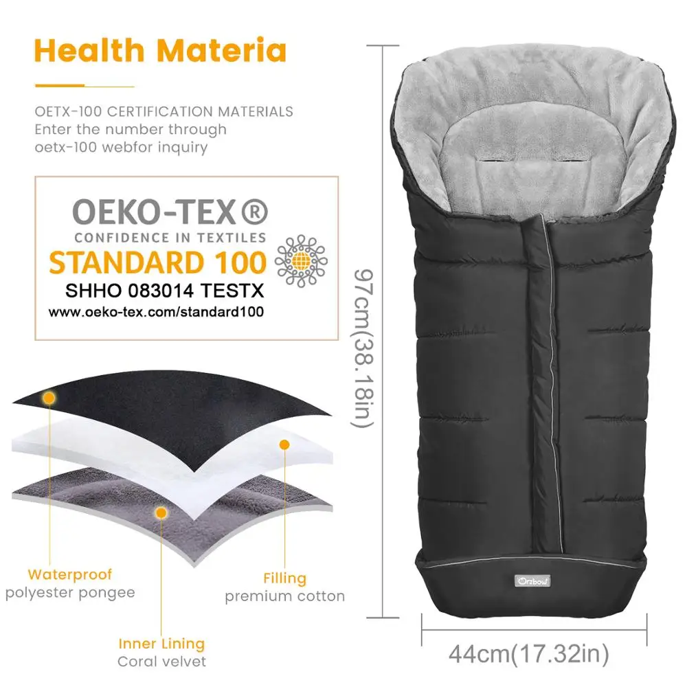 Orzbow детский спальный мешок конверт зимний для коляски теплый детей