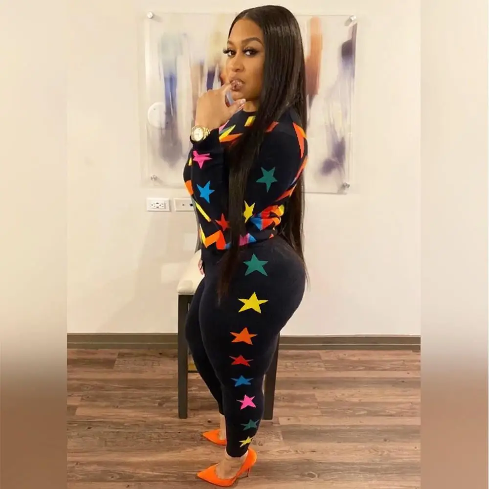 Женские костюмы с геометрическим принтом в виде звезд повседневный Женский