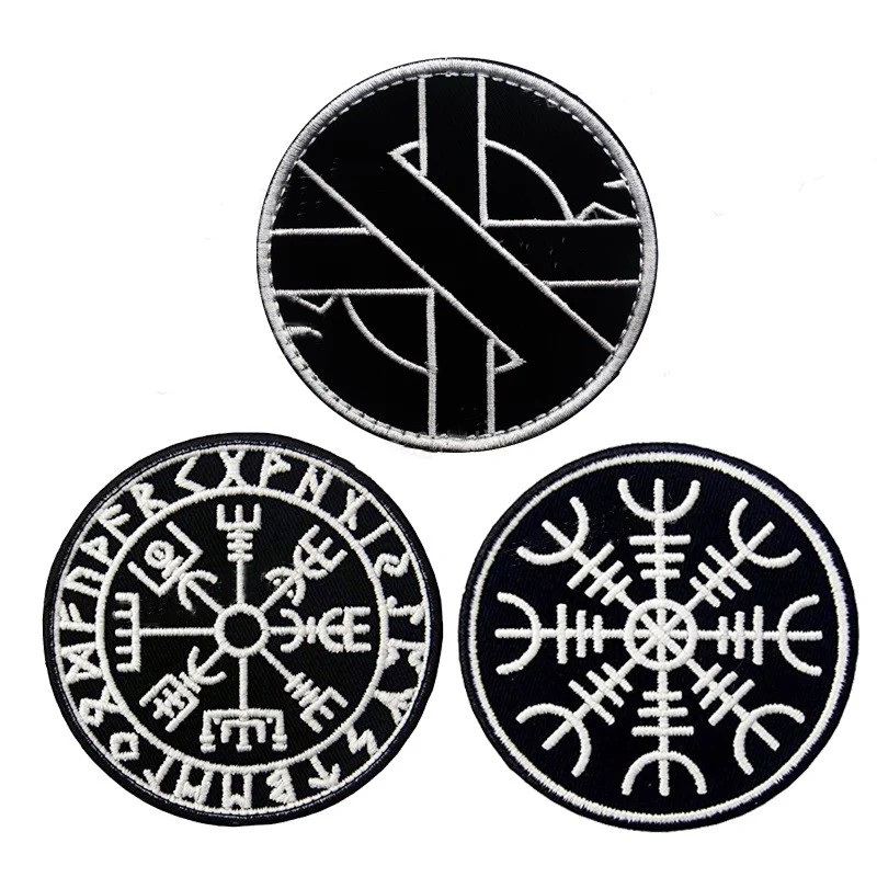 Вышитые Viking компас Lunavin Одина Руна Vegvis представляет собой тактическая нашивка