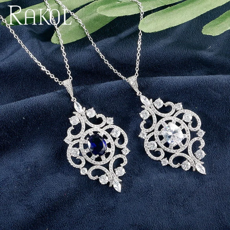 RAKOL Новое модное большое красивое ожерелье с цветочным узором в форме зеленого