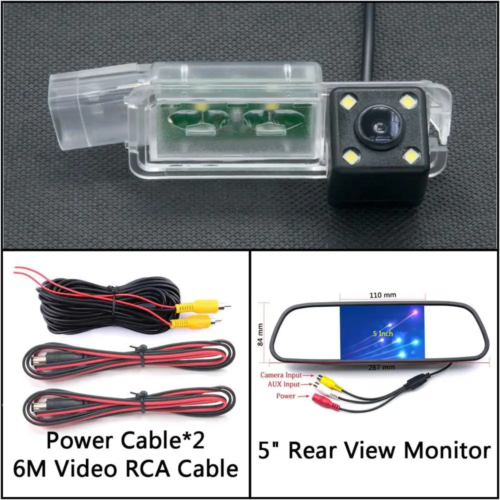 Cam N 5 inch Mirror 4 Светодиодный свет камера заднего вида для Volkswagen VW golf 5 golf V golf MK5 golf 7 golf 6 Passat CC автомобильный парковочный ЖК-зеркальный монитор - Название цвета: Cam N 5 inch Mirror