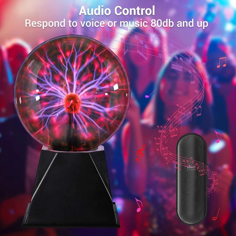 4/5/6/8 inch Plasma Ball Light Sphere Lightning USB Static Glitter Touch Sound Sensitive Interactive Christmas Kids Gift