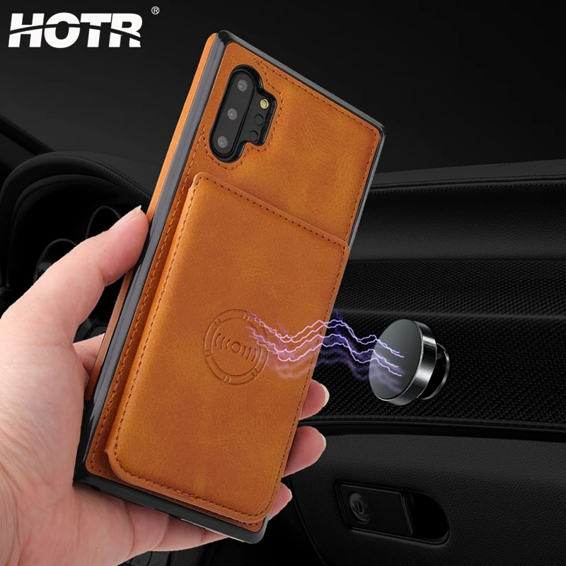 Магнитный кожаный чехол Note 10 Plus для Samsung Galaxy книжка из искусственной кожи с