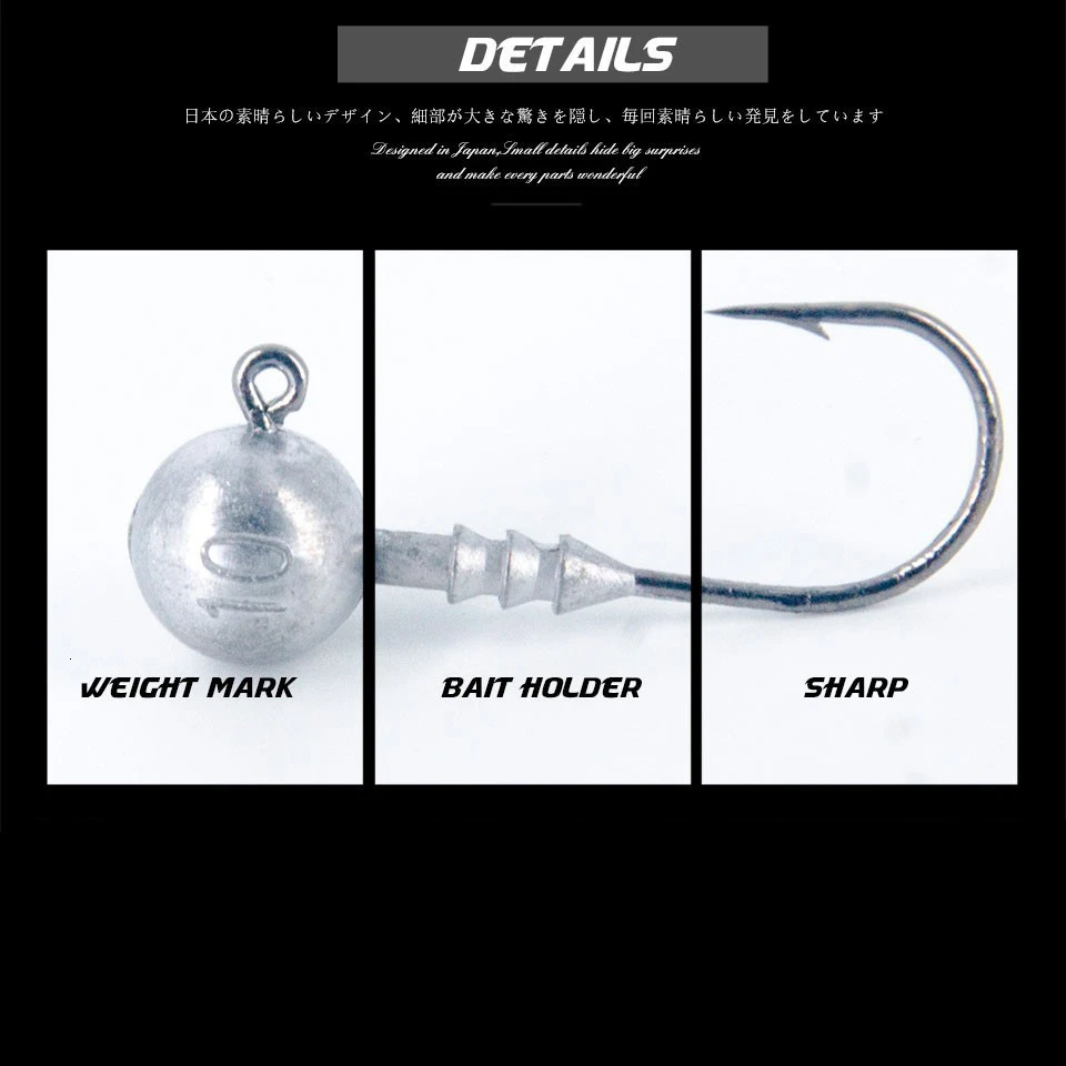 5 шт./лот свинцовая блесна головки Крючки Мягкая приманка комплект рыболовных