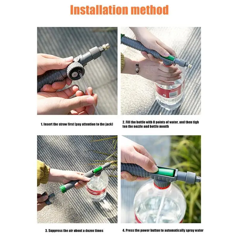 

High-pressure Air Pump Manual Sprayer Adjustable Beverage bottle spray nozzle garden watering tool Portable Car Water Gun