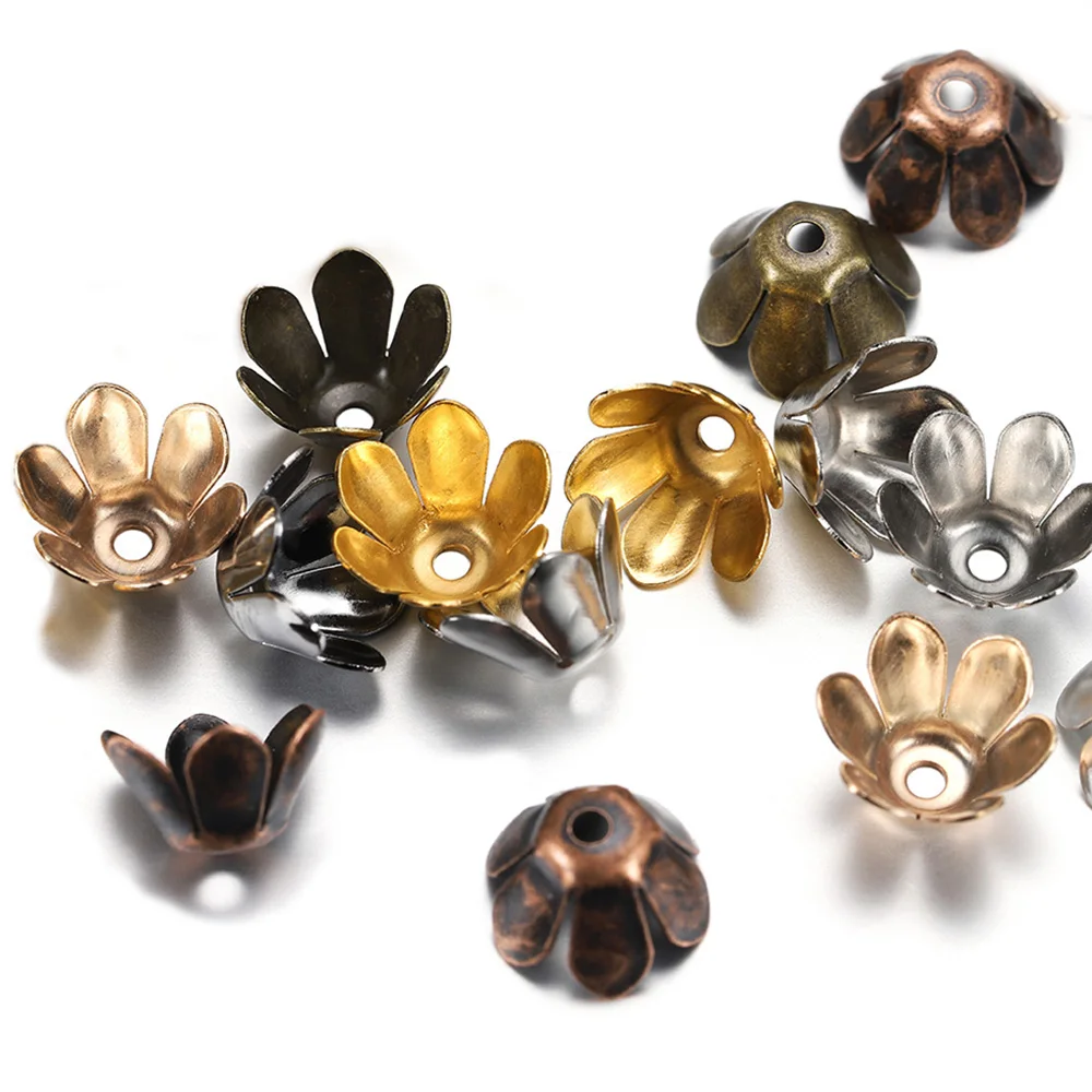 

50pcs/lot Tibetan Antique Bronze Lotus Flower Metal Bead End Caps Spacer Apart Beads Cap For Jewelry Making Findings Accessories