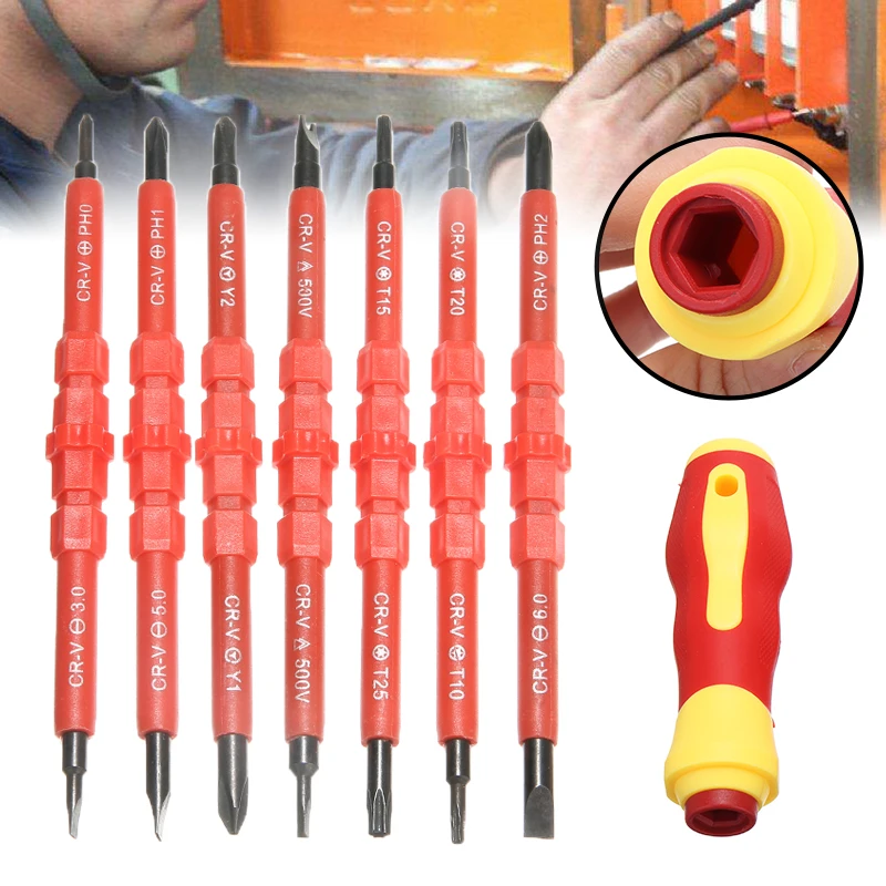 

7Pcs Electricians Insulation Screwdriver Set Tool Electrical Fully Insulated Magnetic Screwdriver with Kit Case