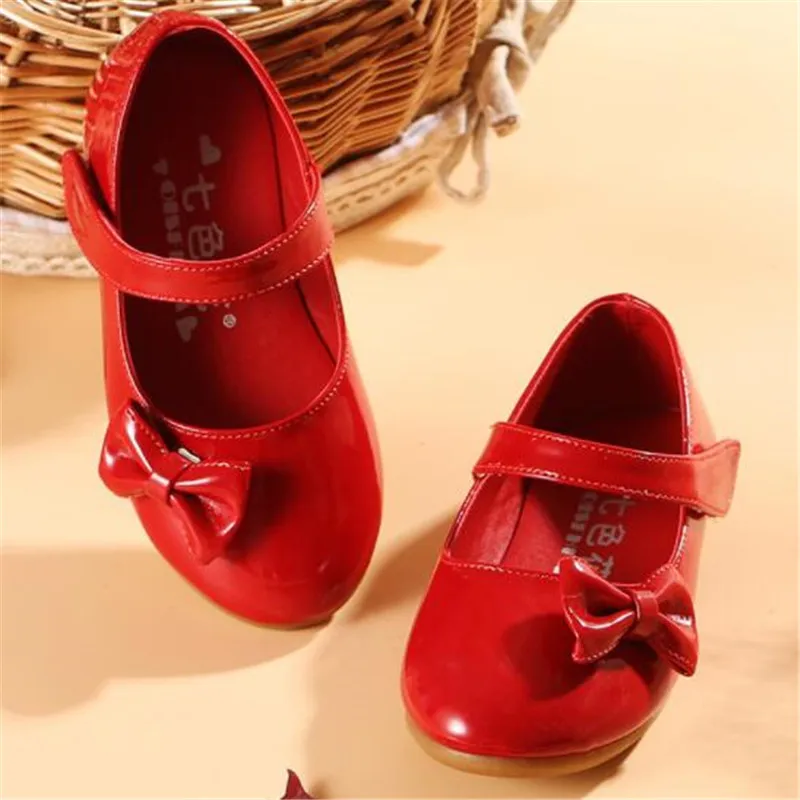 Детская обувь с бантом осень 2020 Мокасины принцессы для девочек цвет красный