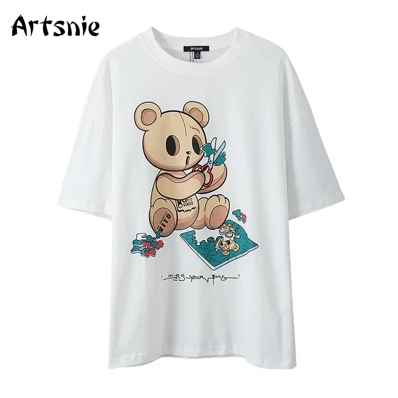 

Женская футболка с принтом Artsnie, белая Повседневная футболка с круглым вырезом и коротким рукавом, большие размеры