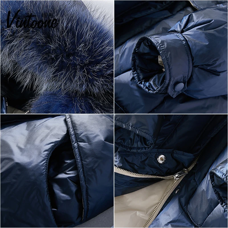 FTLZZ Женская парка с большим воротником из натурального меха зимняя длинная