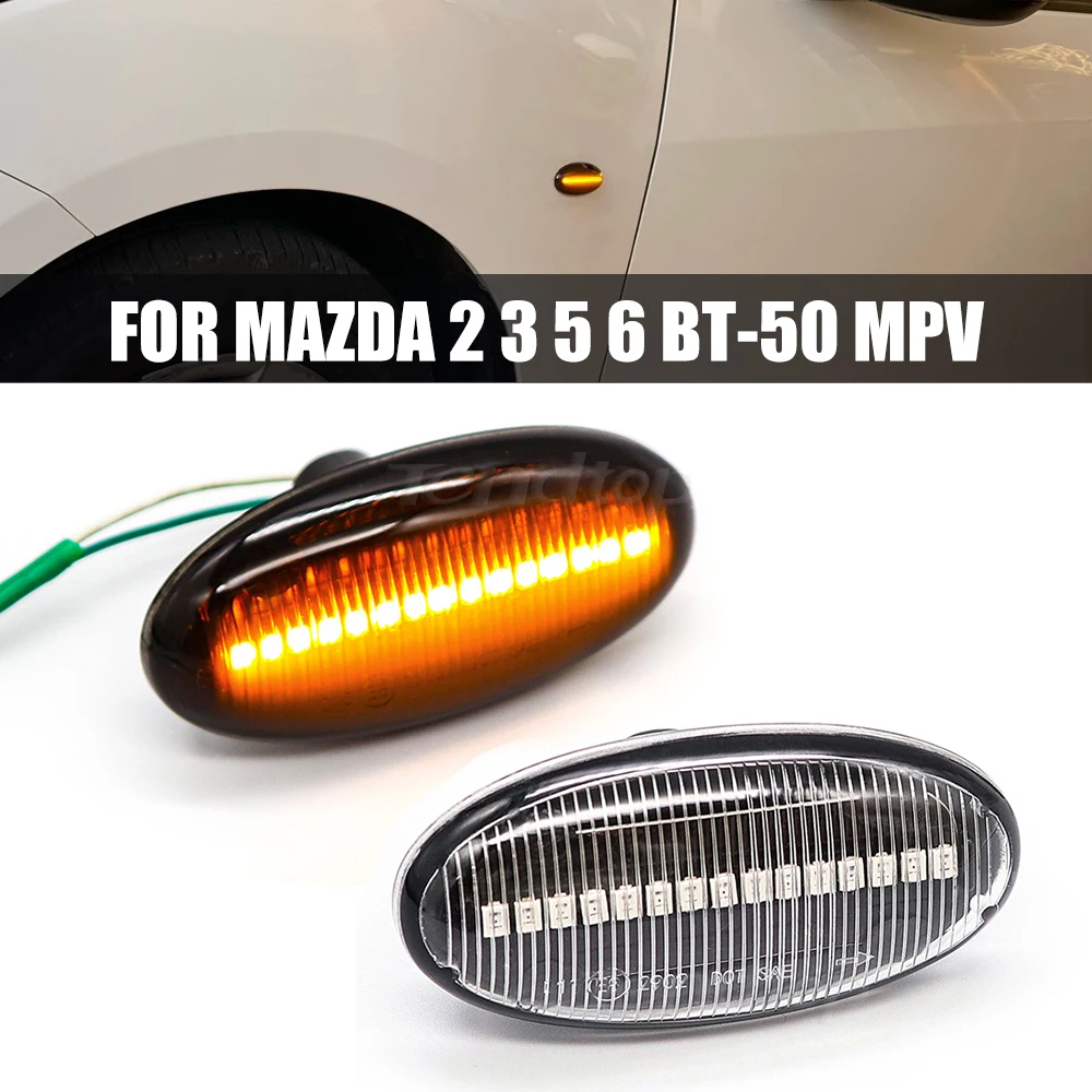 

2pcs For Mazda 3 (BK) 2003-2009 Mazda 5 6 BT-50 MPV Led Dynamic Side Marker Turn Signal Light Sequential Blinker Light Emark