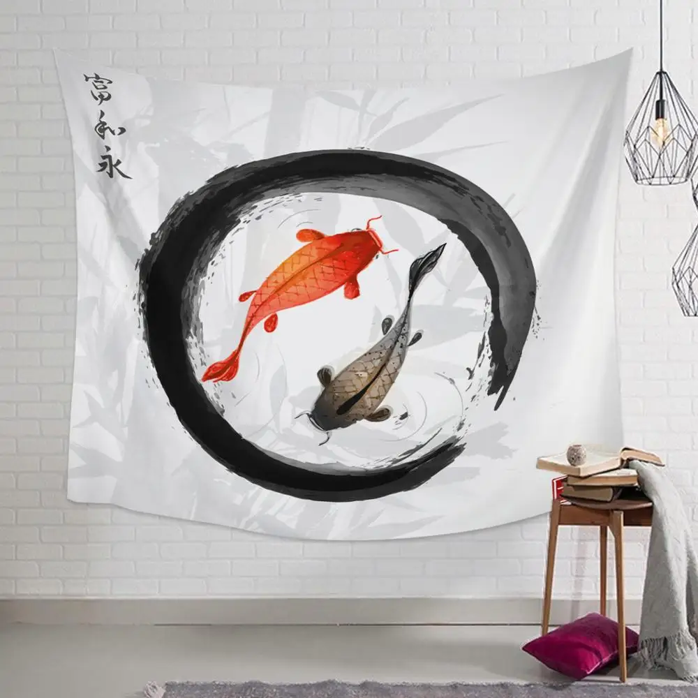 Настенный Гобелен Koi fish Yin Yang пляжное полотенце плед одеяло коврик для пикника и