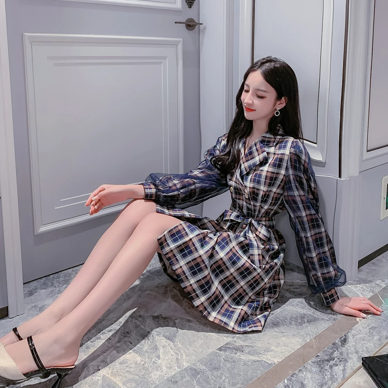 Осеннее платье-трапеция вечернее Бандажное женское повседневное элегантное