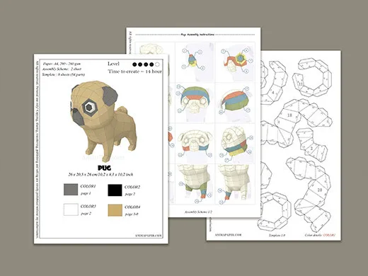 Puppy 3D Paper Model Geometry Handmade DIY Little Dog Animal Paper-cut Creative Children's Educational Toys Three-dimensional | Игрушки и