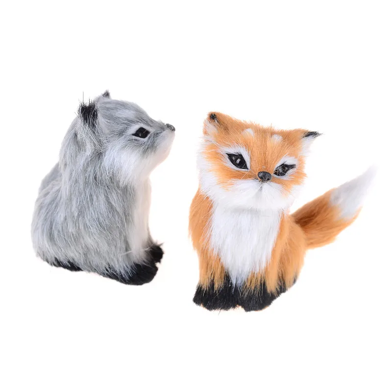 

1 Pcs Simulation Fox Toy Polyethylene & Furs Squatting Doll Home Decoration