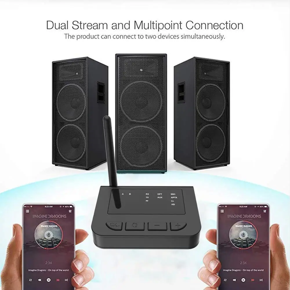 APTX HD с низкой задержкой Bluetooth 5 0 аудио приемник передатчик ТВ 262ft/80 м длинный