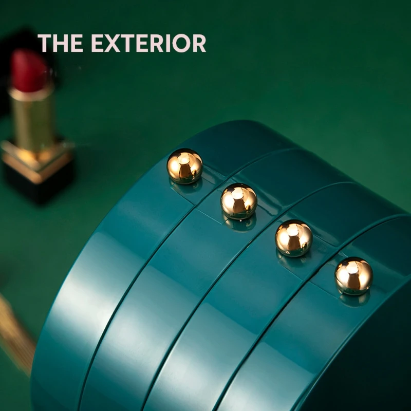 

2021 New Large Mirror Display Desktop Jewel Box Organizer 4 Fan Jewelry Storage Case